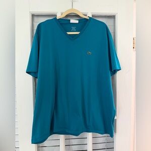 LACOSTE Men's 4XL Teal V-Neck Pima Cotton Regular Fit T-Shirt